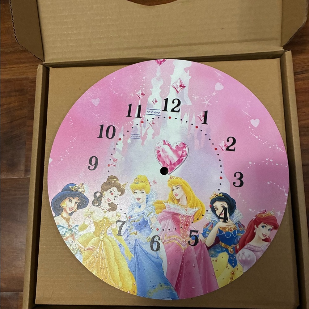 Pink Disney Princess Wooden Wall Clock